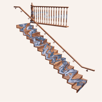Alumnihall Modern Black Walnut & Gray Epoxy Flow Staircase – Custom Luxury Design