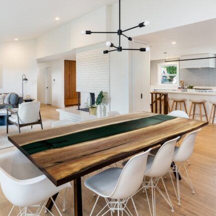 Alumnihall Clear Green Epoxy Resin Table – Custom Handmade Furniture